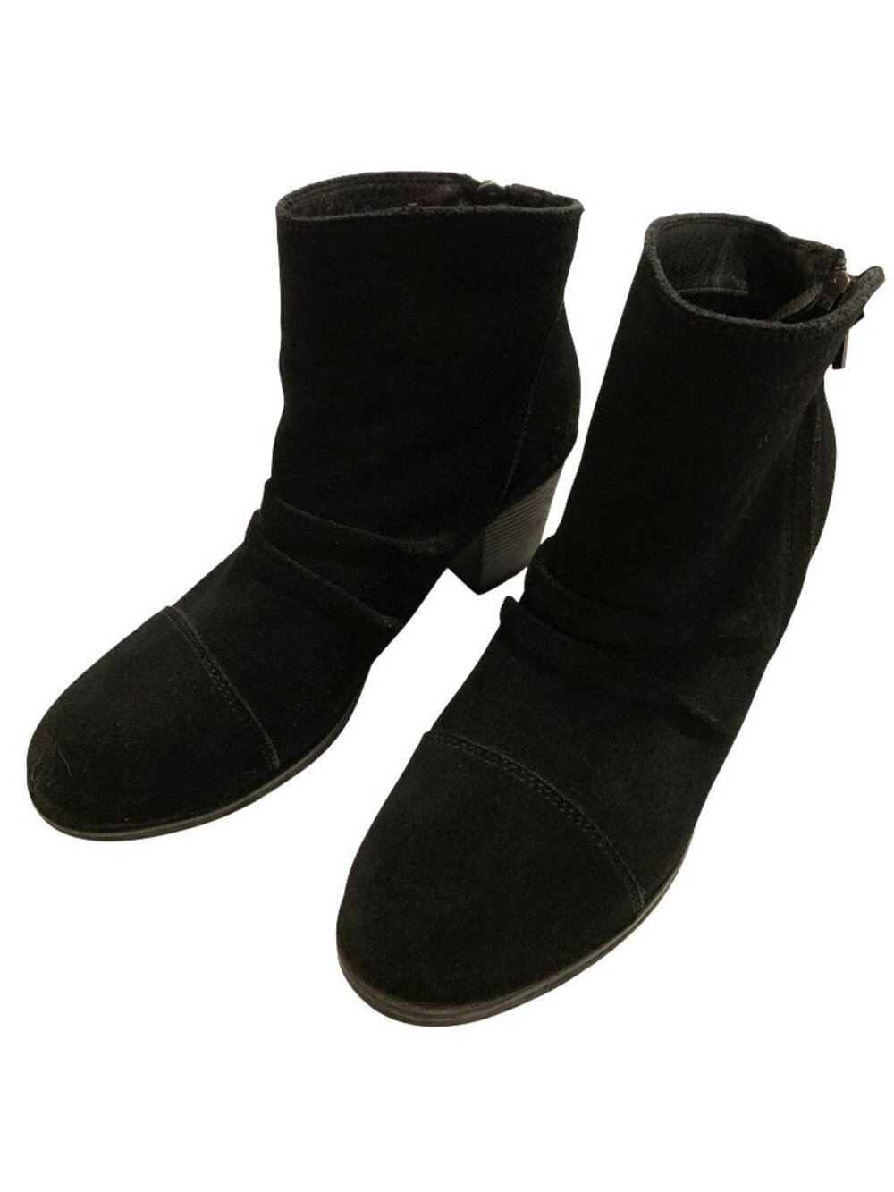 Skechers Black Suede Heeled Ankle Chelsea Boots Zipper Closure Size 7.5